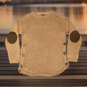 Francescas Cupcake Sweater Brown Elbow Pads Lightweight Chunky Knit Womens S NEW